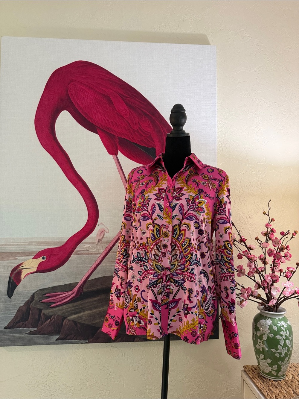 Rachel Zoe Pink Floral Paisley Button-Up Blouse